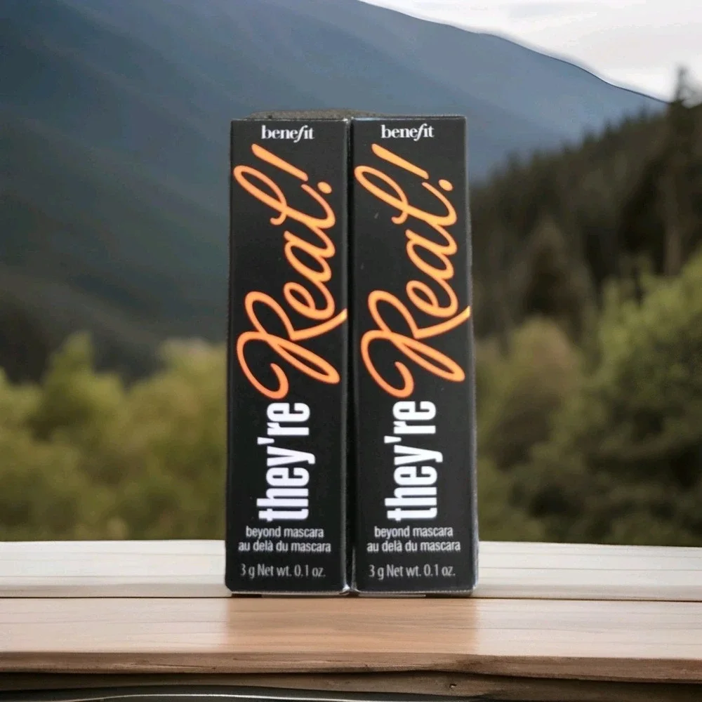 x2 NIB Benefit Cosmetics They're Real! Beyond Mascara Travel JET BLACK 0.1oz